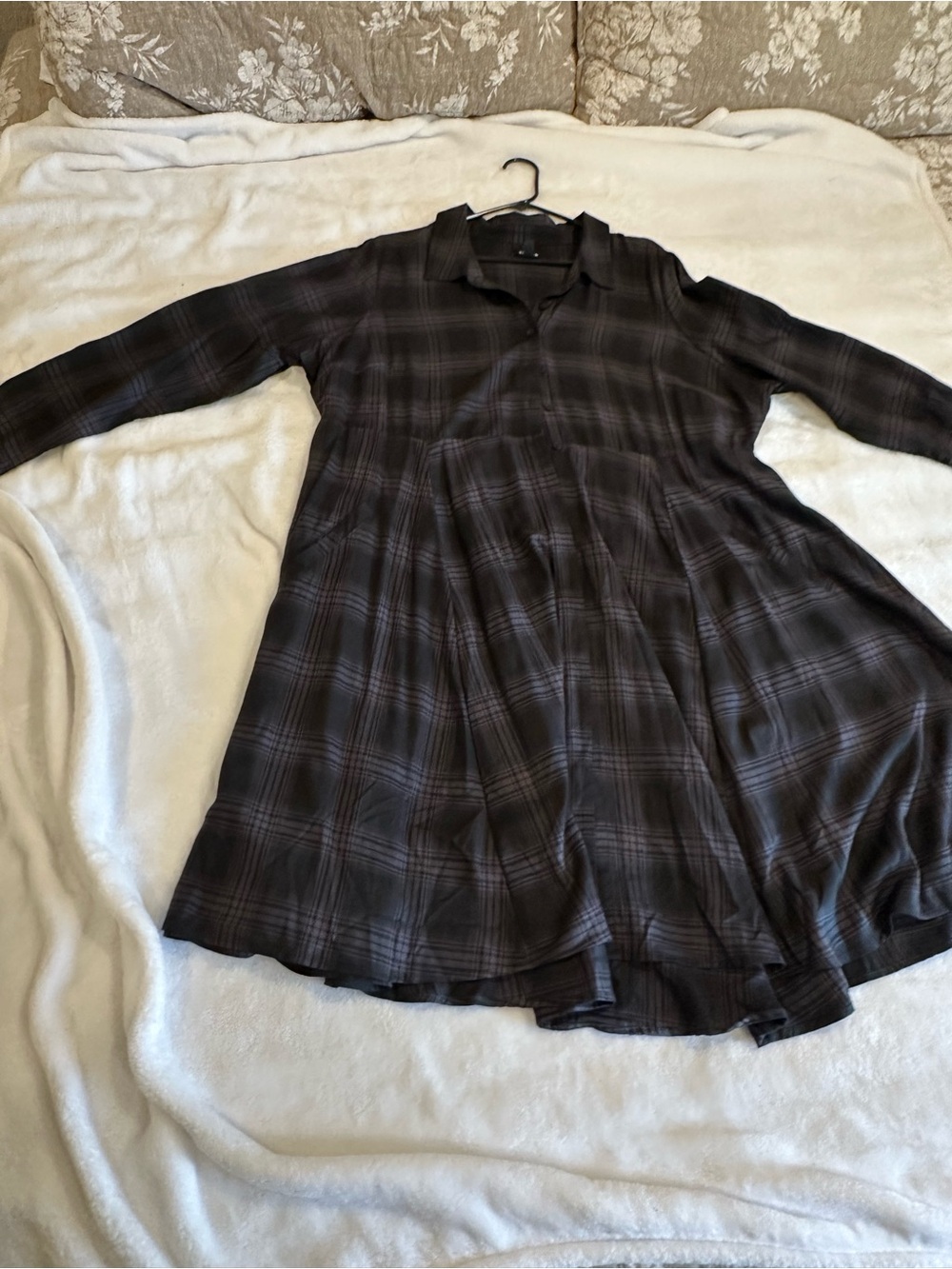 torrid Black Plaid Long-Sleeve A-Line Shirt Dress